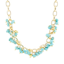 Load image into Gallery viewer, Blue Magnesite Stones Golden Chain Necklace
