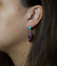 Load image into Gallery viewer, Blue Turquoise and Brown Mookaite Drop Earrings