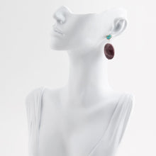 Load image into Gallery viewer, Blue Turquoise and Brown Mookaite Drop Earrings