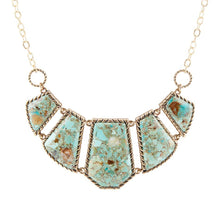 Load image into Gallery viewer, Blue Turquoise and Goldtone Statement Necklace