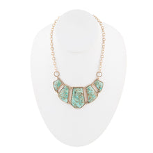 Load image into Gallery viewer, Blue Turquoise and Goldtone Statement Necklace
