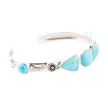 Load image into Gallery viewer, Blue Turquoise and Sterling Silver Cuff Bracelet