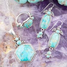 Load image into Gallery viewer, Blue Turquoise and Sterling Silver Hexagon Pendant Necklace
