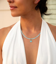Load image into Gallery viewer, Blue Turquoise Cross Golden Pendant Necklace