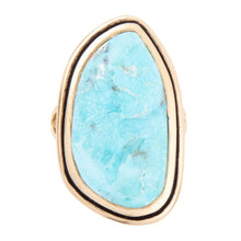 Load image into Gallery viewer, Blue Turquoise Golden Statement Ring
