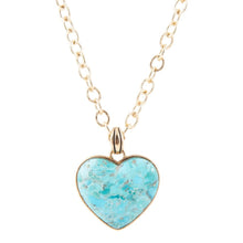 Load image into Gallery viewer, Blue Turquoise Heart Pendant Golden Necklace