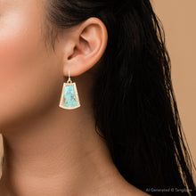 Load image into Gallery viewer, Blue Turquoise Jeweled Statement Golden Earrings