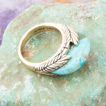 Load image into Gallery viewer, Blue Turquoise Line Golden Ring