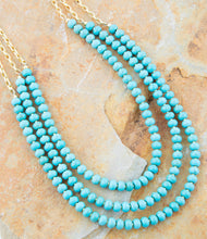 Load image into Gallery viewer, Blue Turquoise Magnesite Golden Necklace