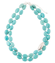 Load image into Gallery viewer, Blue Turquoise Magnesite Sterling Silver Strand Necklace