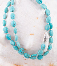 Load image into Gallery viewer, Blue Turquoise Magnesite Sterling Silver Strand Necklace