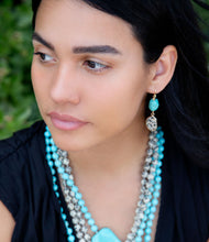 Load image into Gallery viewer, Blue Turquoise Magnesite Stone Knotted Necklace