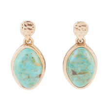 Load image into Gallery viewer, Blue Turquoise Oval Shape Golden Drop Errings