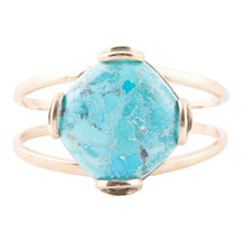 Load image into Gallery viewer, Blue Turquoise Rhombus Statement Cuff Bracelet