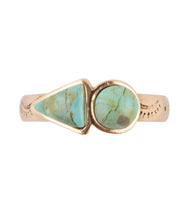 Load image into Gallery viewer, Blue Turquoise Shape Golden Bronze Ring