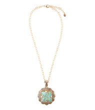 Load image into Gallery viewer, Blue Turquoise Square Golden Pendant Necklace
