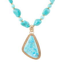 Load image into Gallery viewer, Blue Turquoise Triangle Golden Pendant Necklace