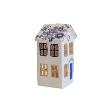 Load image into Gallery viewer, Blue and White Toile Christmas Village 3-Piece Set with 22K Gold Accents
