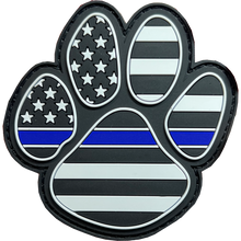 Load image into Gallery viewer, BL5-024 Police Thin Blue Line K9 Canine Rubber Silicone Morale Patch large 3 inch with hook and loop