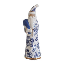 Load image into Gallery viewer, Blue and White Toile Santa with 22K Gold Accents