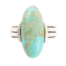 Load image into Gallery viewer, Bold Green Turquoise and Sterling Silver Ring