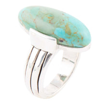Load image into Gallery viewer, Bold Green Turquoise and Sterling Silver Ring