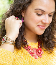 Load image into Gallery viewer, Bordeaux Quartz and Bronze Ornate Cuff Bracelet