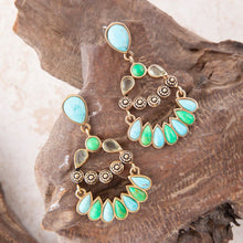 Load image into Gallery viewer, Legacy Blue and Lime Turquoise Golden Post Drop Earrings