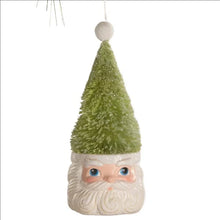 Load image into Gallery viewer, Bottle Brush Santa Green Ornament by Bethany Lowe Designs