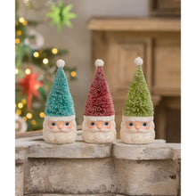 Load image into Gallery viewer, Bottle Brush Santa Green Ornament by Bethany Lowe Designs