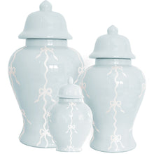 Load image into Gallery viewer, Bow Stripe Ginger Jars in Hydrangea Light Blue