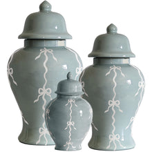 Load image into Gallery viewer, Bow Stripe Ginger Jars in Lamb's Ear Blue