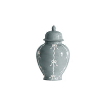 Load image into Gallery viewer, Bow Stripe Ginger Jars in Lamb's Ear Blue