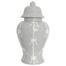 Load image into Gallery viewer, Bow Stripe Ginger Jars in Light Gray