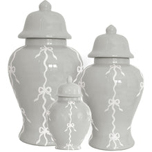 Load image into Gallery viewer, Bow Stripe Ginger Jars in Light Gray
