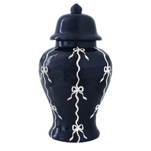 Load image into Gallery viewer, Bow Stripe Ginger Jars in Navy Blue