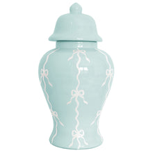 Load image into Gallery viewer, Bow Stripe Ginger Jars in Robin's Egg Blue