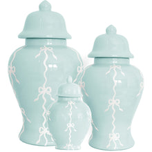 Load image into Gallery viewer, Bow Stripe Ginger Jars in Robin's Egg Blue