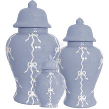 Load image into Gallery viewer, Bow Stripe Ginger Jars in Serenity Blue