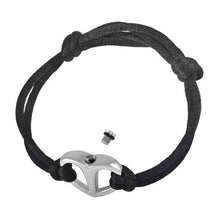Load image into Gallery viewer, Black Rope &amp; Silver Urn Cremation Bracelet