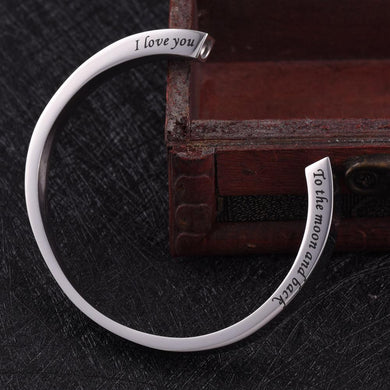 Silver Cremation Urn Bracelet With Etched Phrase