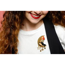 Load image into Gallery viewer, Singer sitting on the Moon Brooch by Laliblue