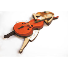 Load image into Gallery viewer, Girl playing the double bass Brooch by Laliblue