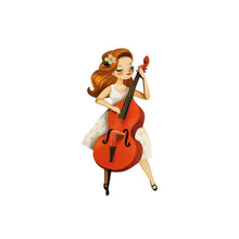 Load image into Gallery viewer, Girl playing the double bass Brooch by Laliblue