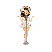 Load image into Gallery viewer, Pin-up Singer Standing w/ Microphone Brooch by Laliblue