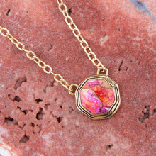 Load image into Gallery viewer, Luca Pink Magenta Spiny Oyster Golden Pendant Necklace