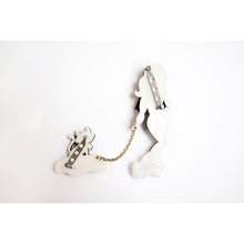 Load image into Gallery viewer, Girl with Cat on Sled Brooch by Laliblue