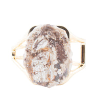Load image into Gallery viewer, Brown Ocean Jasper Slab Golden Cuff Bracelet