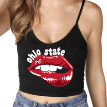 Load image into Gallery viewer, Ohio State OSU Buckeyes Lips Black Spaghetti Tank