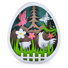 Load image into Gallery viewer, Egg Shape Spring Garden with Butterflies and Chicks Wooden Figurine